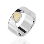 Кольцо 447-2, Серебро 925, Серебрение, Янтарь-Матовый