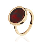 Кольцо 502-1, Серебро 925, Позолота, Янтарь-Вишневый