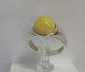 Кольцо 203-1, Серебро 925, Серебрение, Янтарь-Матовый