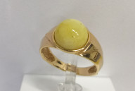 Кольцо 203-1, Серебро 925, Позолота, Янтарь-Матовый