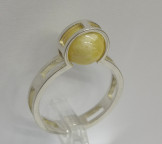 Кольцо 264-1, Серебро 925, Серебрение, Янтарь-Матовый