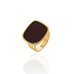 Кольцо 298-1, Серебро 925, Позолота, Янтарь-Вишневый