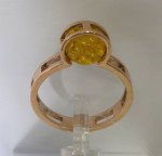Кольцо 264-1, Серебро 925, Позолота, Янтарь-Лимонный