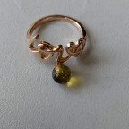 Кольцо 232-2, Серебро 925, Позолота, Янтарь-Зеленый