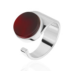 Кольцо 531-1, Серебро 925, Родирование, Янтарь-Вишневый