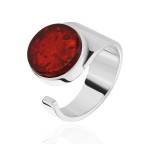 Кольцо 531-1, Серебро 925, Родирование, Янтарь-Красный