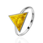 Кольцо 233-1, Серебро 925, Серебрение, Янтарь-Лимонный