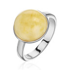 Кольцо 230-1, Серебро 925, Серебрение, Янтарь-Матовый