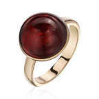 Кольцо 230-1, Серебро 925, Позолота, Янтарь-Вишневый