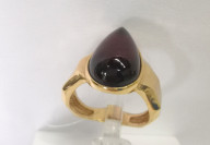 Кольцо 201-1, Серебро 925, Позолота, Янтарь-Вишневый