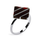 Кольцо 305-1, Серебро 925, Серебрение, Янтарь-Вишневый