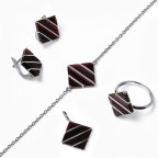 Кольцо 305-1, Серебро 925, Серебрение, Янтарь-Вишневый