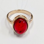 Кольцо 278-1, Серебро 925, Позолота, Янтарь-Красный