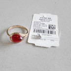 Кольцо 042-1, Серебро 925, Позолота, Янтарь-Красный