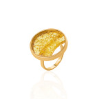 Кольцо 420-1, Серебро 925, Позолота, Янтарь-Лимонный