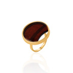 Кольцо 420-1, Серебро 925, Позолота, Янтарь-Вишневый