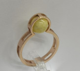 Кольцо 264-1, Серебро 925, Позолота, Янтарь-Матовый