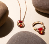 Кольцо 264-1, Серебро 925, Позолота, Янтарь-Красный